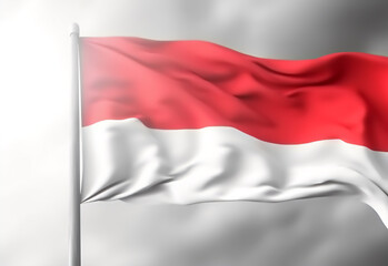 Indonesian Flag or red and white flag waving on the sk