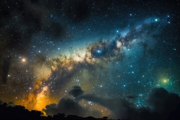 Obraz na płótnie Canvas starry night sky with clouds. Generative AI