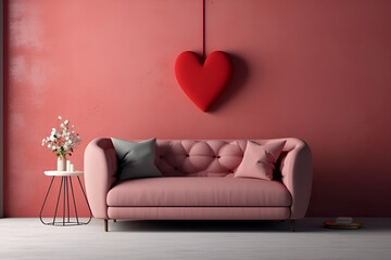 modern living room valentine's theme