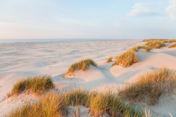 Schiermonnikoog ,The Netherlands.Empty dunes ,beach and sea