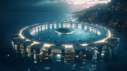Innovative Circular city floating on the ocean water based economy habitation against climate change