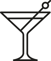 Martini cocktail icon. Line version, full pictogram vector illustration.