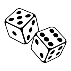 Playing dice illustration. Game craps image. Casino and betting background.