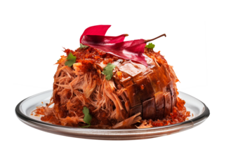 Cochinita pibil on transparent background. Generative AI.