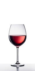  red wine glass over a white background, copy space,  Created using generative AI tools.
