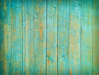 Fototapeta na wymiar Green painted natural wood background texture. Closeup