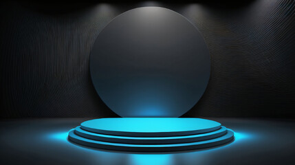 photo futuristic portal science fiction podium 
pedestal platform modern empty cyberpunk podium mockup space  background


