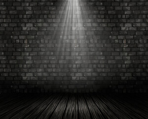 3D render of a grunge interior with spotlight shining down