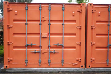 Red shipping container cargo background, 