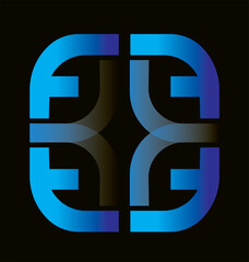 Fototapeta premium Abstract geometric creative logo icon two letters F and J monogram for company