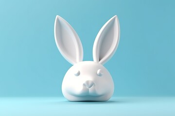 Obraz premium White rabbit ear on pastel blue background