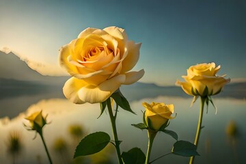 yellow rose in the garden generative in ai technology