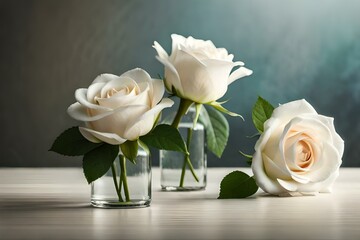 white roses in a vase generative in ai technology