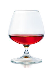 A glass of cognac isolated on white background