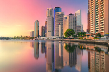 Fototapeta na wymiar Cityscape image of Brisbane skyline, Australia during sunrise.