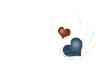 Two hearts on a white background