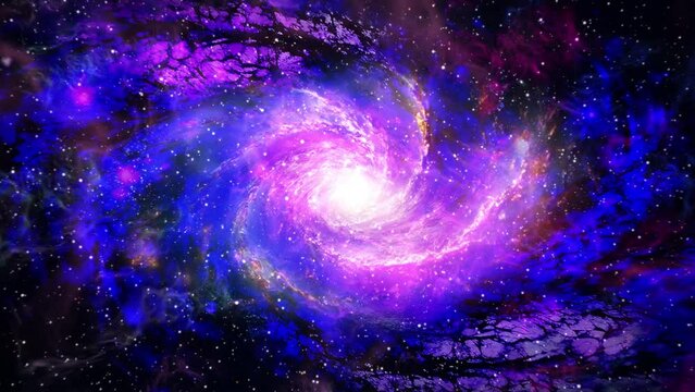 Epic Big Bang. Flying to a galaxy through nebulae