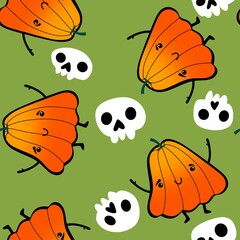 Halloween seamless pumpkins pattern for fabrics and wrapping paper and clothes print