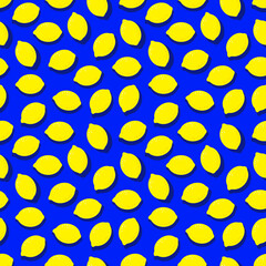 Seamless blue background with a repeating lemons