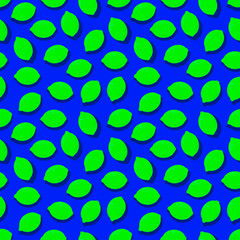 Seamless blue background with lime green fruits