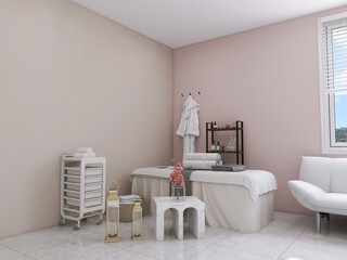 Massage room interior 3d render, 3d illustration