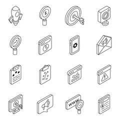 Pack of Web and Marketing Linear Icons 

