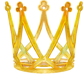 Watercolor Gold Crown with intertwining decorative elements