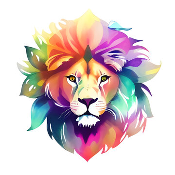 lion head on white, clipart isolated on transparent background, t-shirt ready design, generative ai