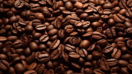 Obraz premium Flat lay of coffee beans. IA generative.