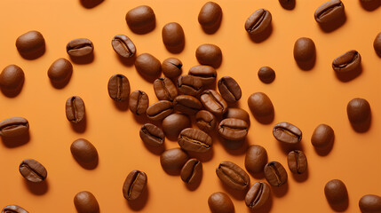 Obraz premium Flat lay of coffee beans. IA generative.