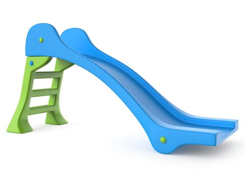 Blue green children slide toy 3D render illustration isolated on white background