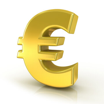 Euro 3D golden sign isolated on white background
