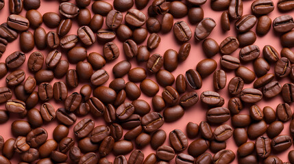 Fototapeta premium Flat lay of coffee beans. IA generative.
