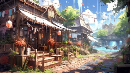 Obraz premium Anime Game Art Style Background Wallpaper