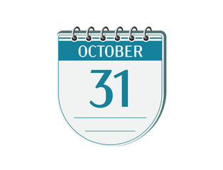 31 october halloween calendar notebook page. 3d one day calendar date appointment, deadline, event reminder illustration. Abstract three dimensional daily date appointment, agenda, event calendar. 