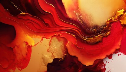 Abstract watercolor paint background color red and gold with liquid fluid texture for graphic design Illustrations