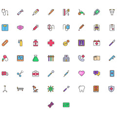 Vector of Medical Icon Set Color. Perfect for user interface, new application.