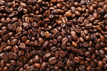 Fototapeta premium Texture of coffee beans as background