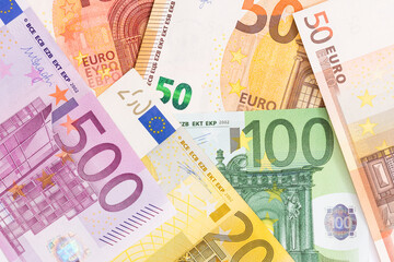 Background of euro bills. High resolution photo.