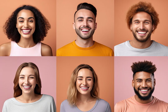 group of people in front of a colored background ai generated