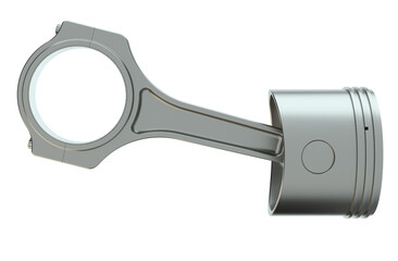 Piston with connecting rod, isolated on white background. 3d illustration