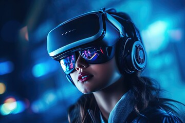 Explore a world beyond imagination with this captivating photo featuring futuristic technologies like virtual reality