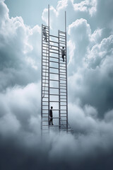 climbing a ladder to success ai generated