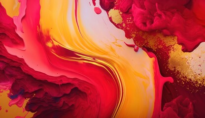 Abstract watercolor paint background color red and gold with liquid fluid texture for graphic design Illustrations