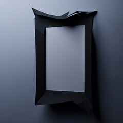 blank black photo frame on black background 