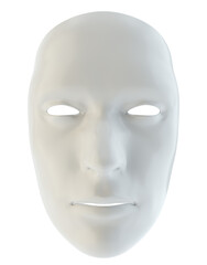 White mask similar to the robot's face isolated on white background. 3d illustration