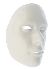 White mask similar to the robot's face isolated on white background. 3d illustration
