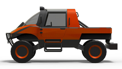 Obraz na płótnie Canvas Special all-terrain vehicle for difficult terrain and difficult road and weather conditions. 3d rendering
