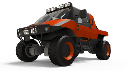 Special all-terrain vehicle for difficult terrain and difficult road and weather conditions. 3d rendering