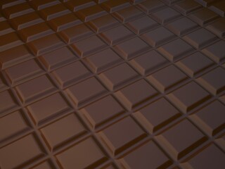 Black abstract background with chocolate cubes, 3d rendering.
